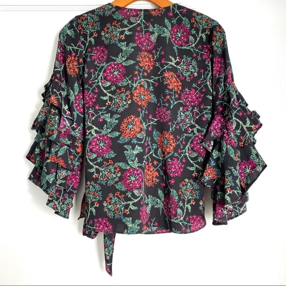 LIKELY Night Garden Wren Wrap Top Size XS - Picture 6 of 11